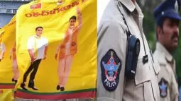 Police File Case Against 15 For Tearing TDP Flexi In Pulivendula